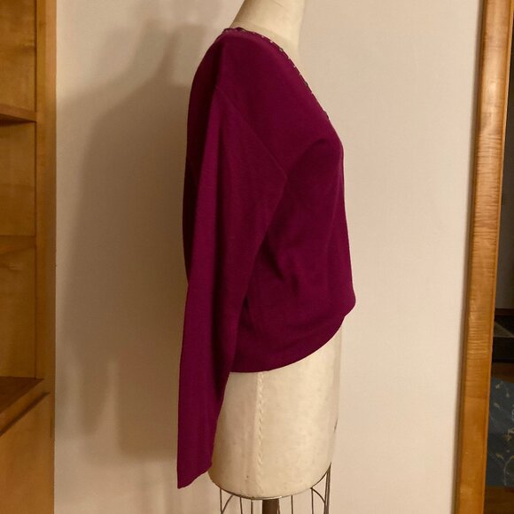 Aurora One Wine Sequin V-Neck Sweater - Picture 5 of 7